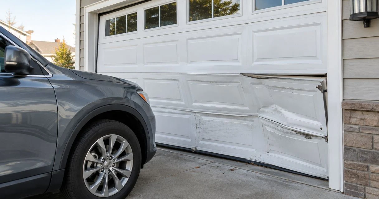 Can a garage door be repaired after a vehicle hits it in Alexandria, KY?