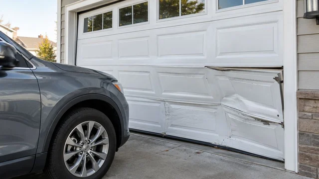 Can a garage door be repaired after a vehicle hits it in Alexandria, KY?