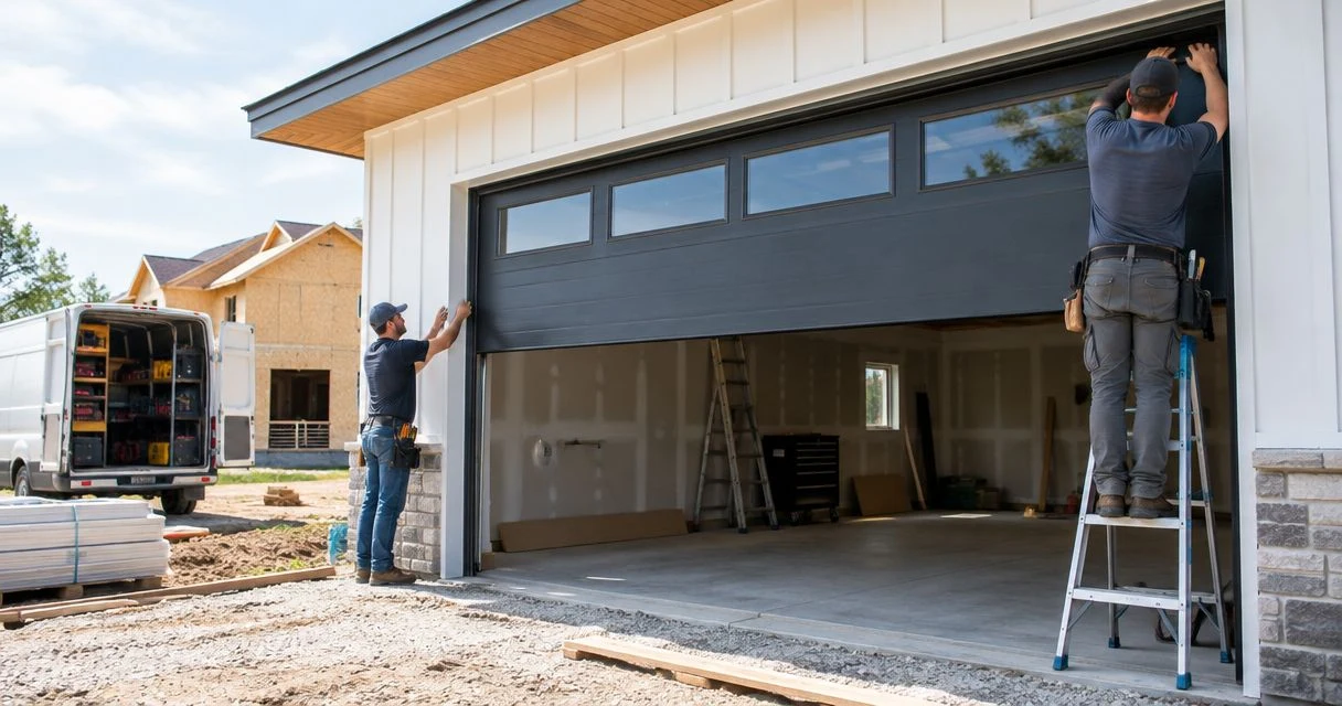 How long does new-construction garage door installation take in Kentucky?