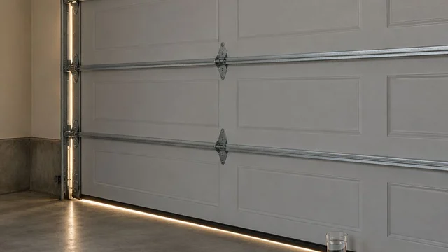 AI-generated image of daylight showing under a closed garage door