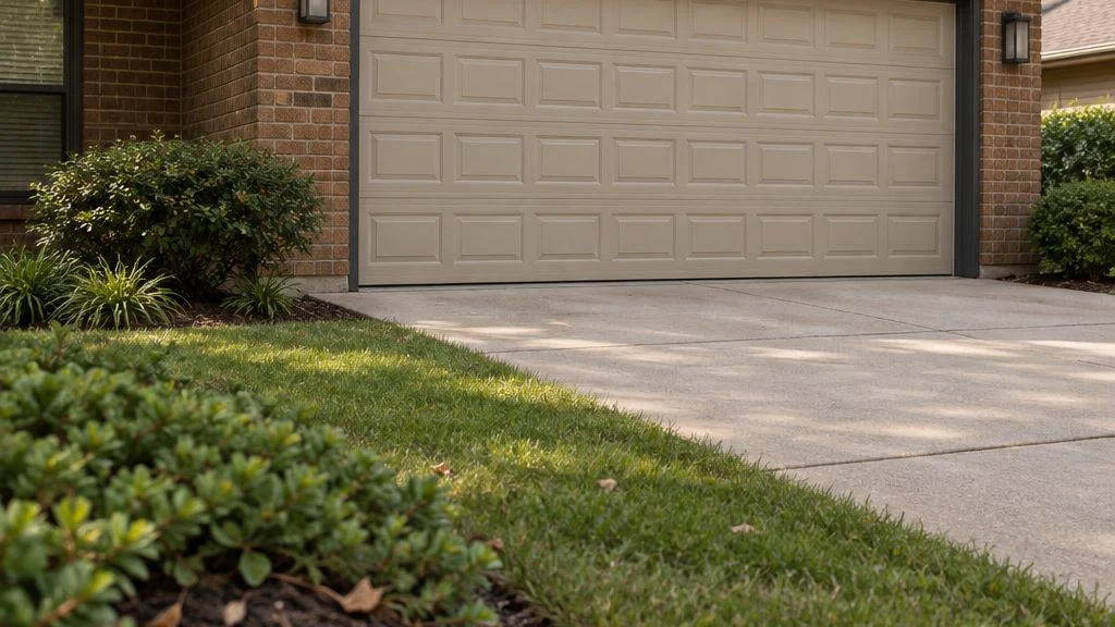 AI-generated image of a home garage door with an approval clipboard