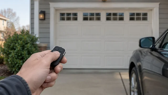 Why does a garage door remote work only up close in Hebron, KY?