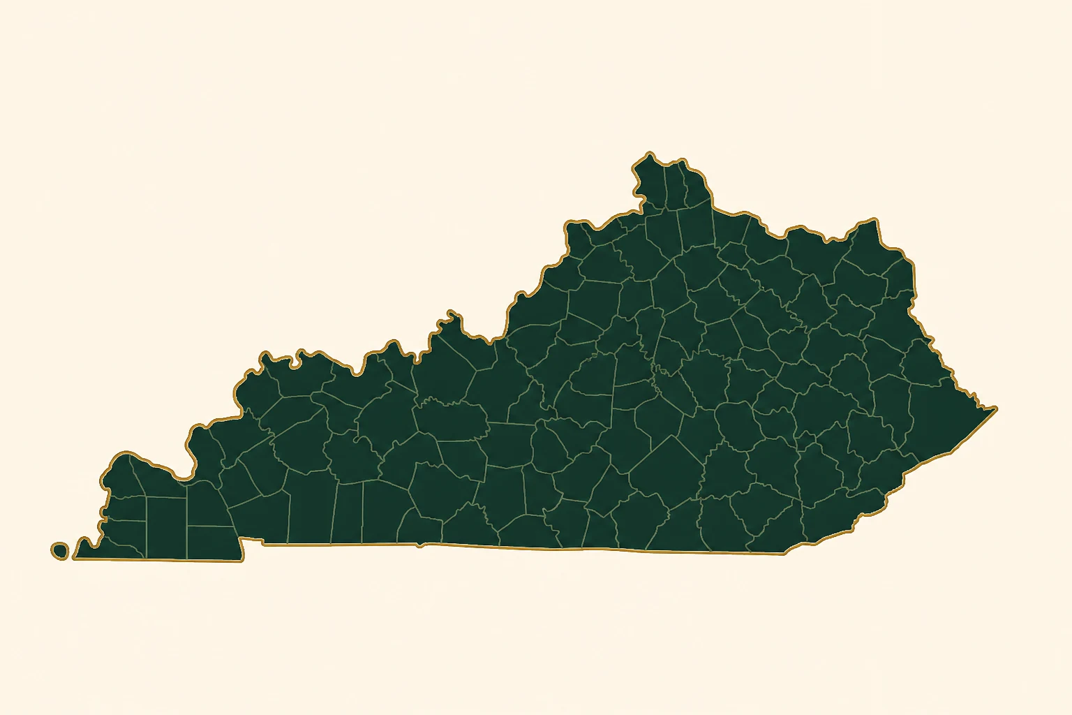 Map of Kentucky showing Derby Strong service markets