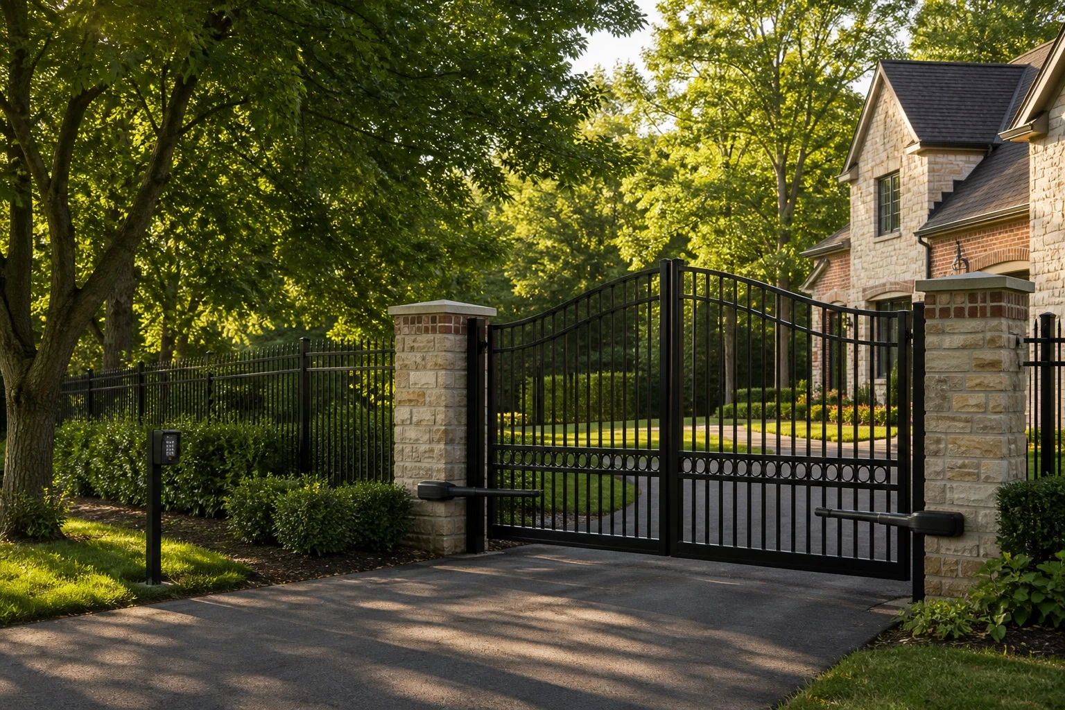 New double-swing ornamental driveway gate